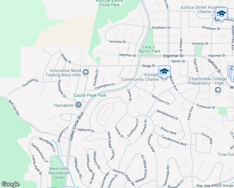map of restaurants, bars, coffee shops, grocery stores, and more near 24624 Canyonwood Drive in Los Angeles