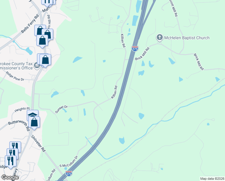map of restaurants, bars, coffee shops, grocery stores, and more near 1414 Killian Road in Canton