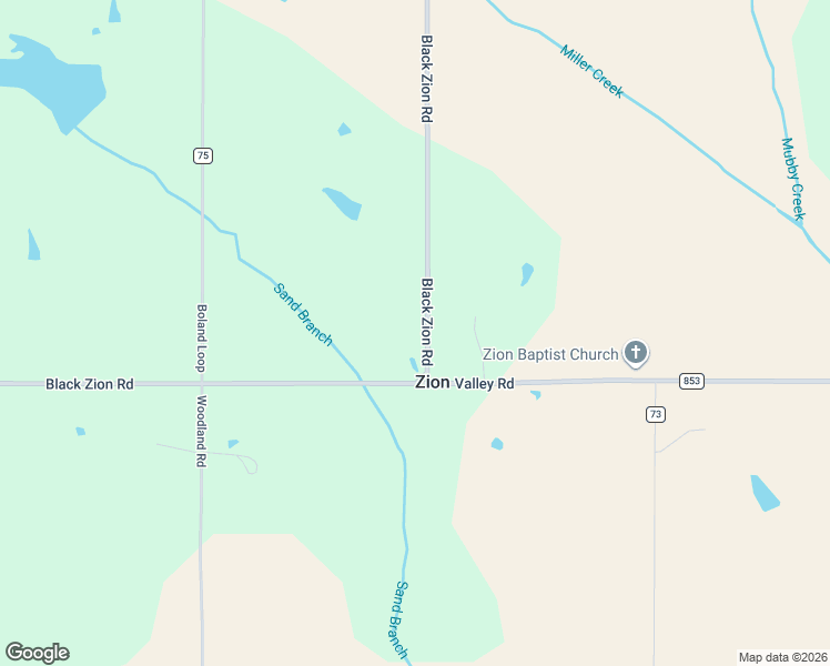 map of restaurants, bars, coffee shops, grocery stores, and more near 5880 Black Zion Road in Pontotoc