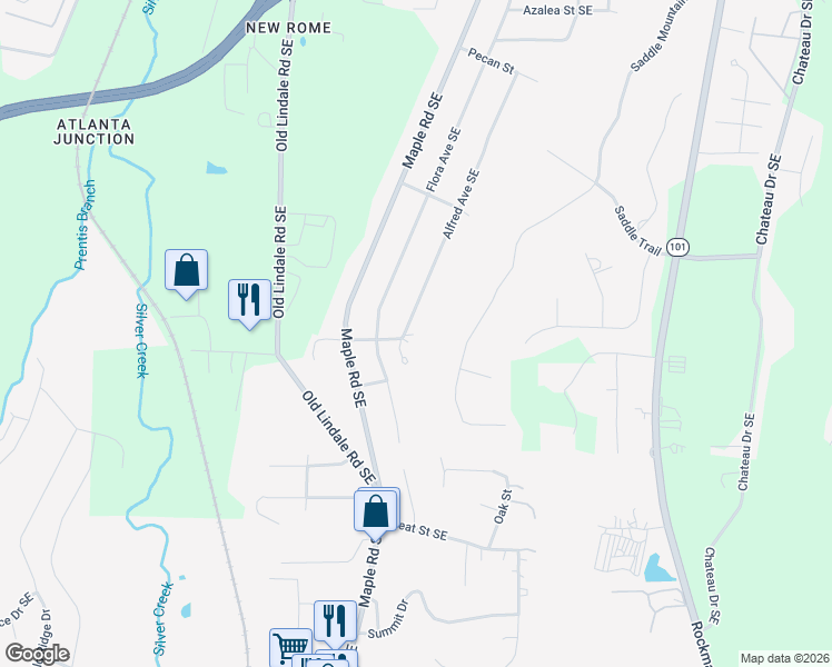 map of restaurants, bars, coffee shops, grocery stores, and more near 337 Alfred Avenue Southeast in Rome