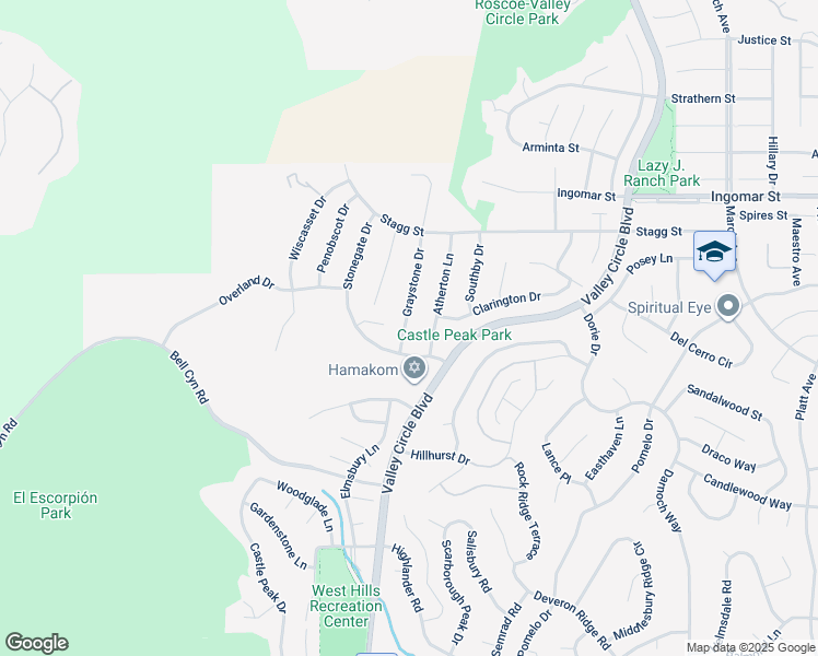 map of restaurants, bars, coffee shops, grocery stores, and more near 7423 Atherton Lane in Los Angeles