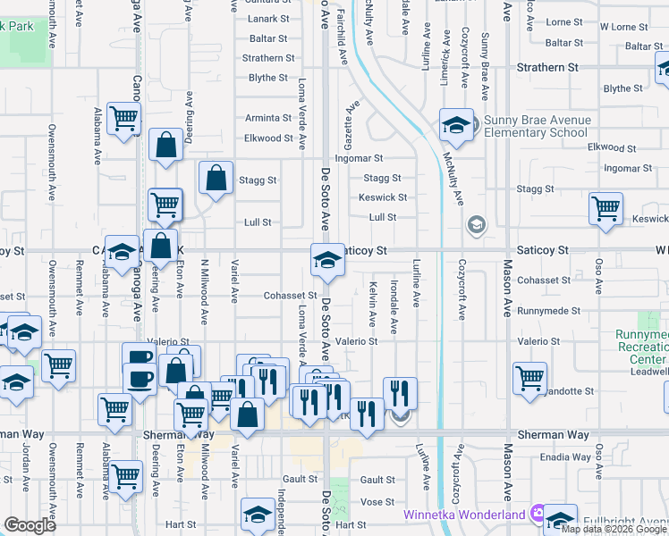 map of restaurants, bars, coffee shops, grocery stores, and more near in Los Angeles