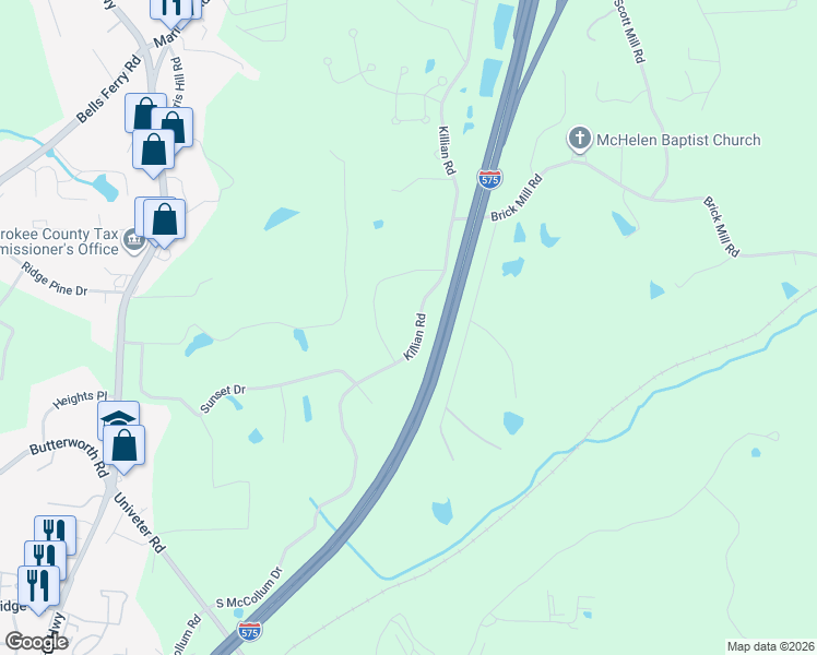map of restaurants, bars, coffee shops, grocery stores, and more near 1414 Killian Road in Canton