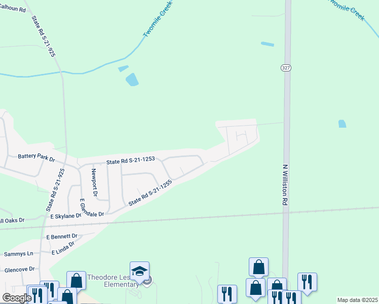 map of restaurants, bars, coffee shops, grocery stores, and more near 3729 East King George Drive in Florence