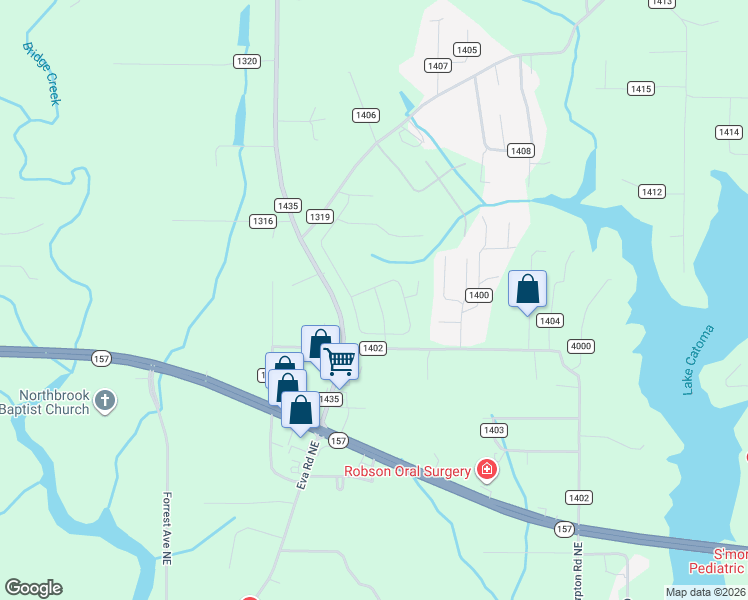 map of restaurants, bars, coffee shops, grocery stores, and more near 2018 Austin Drive Northeast in Cullman