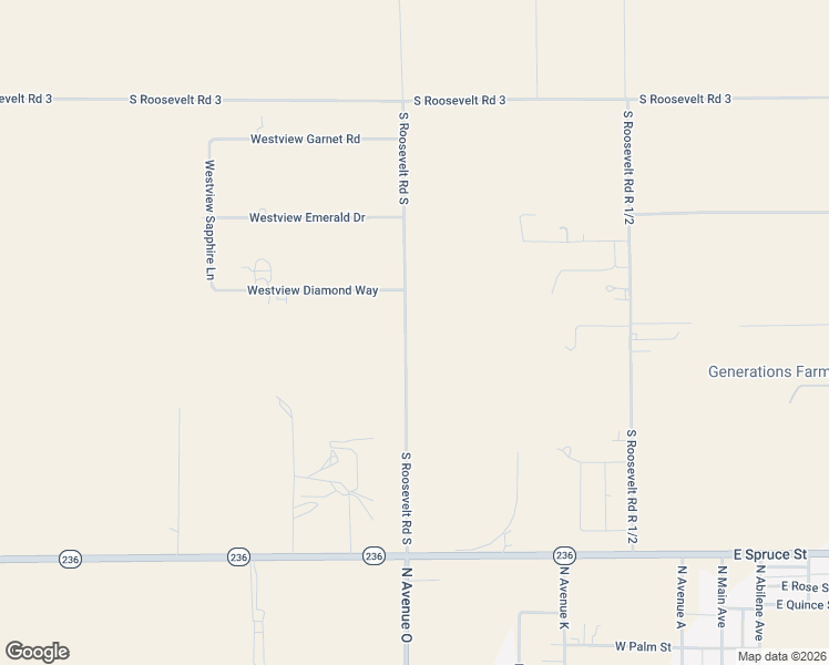 map of restaurants, bars, coffee shops, grocery stores, and more near 351 South Roosevelt Road South in Portales