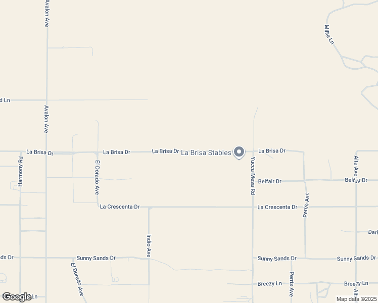 map of restaurants, bars, coffee shops, grocery stores, and more near La Brisa Drive in Yucca Valley