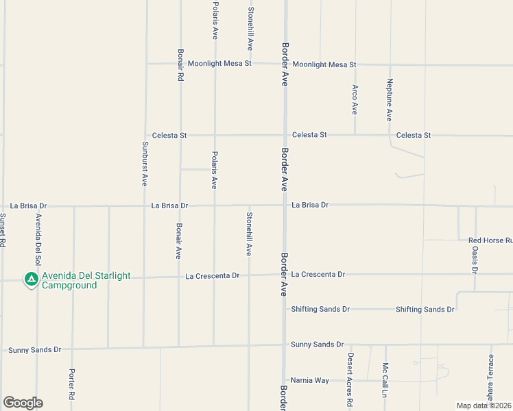 map of restaurants, bars, coffee shops, grocery stores, and more near La Brisa Drive in Joshua Tree