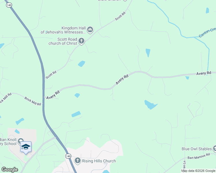 map of restaurants, bars, coffee shops, grocery stores, and more near 664 Avery Road in Canton