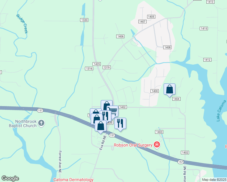 map of restaurants, bars, coffee shops, grocery stores, and more near 2018 Austin Drive Northeast in Cullman