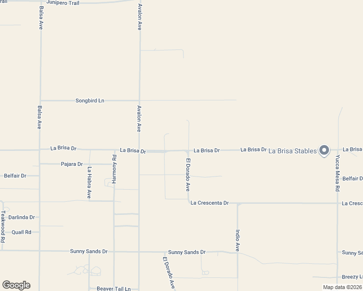 map of restaurants, bars, coffee shops, grocery stores, and more near 58658 La Brisa Drive in Yucca Valley