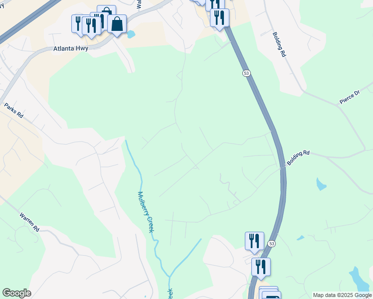 map of restaurants, bars, coffee shops, grocery stores, and more near 3746 Legacy Walk Drive in Flowery Branch