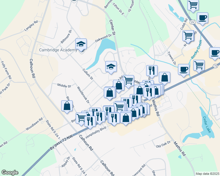 map of restaurants, bars, coffee shops, grocery stores, and more near 501-539 Beaudrot Road in Greenwood