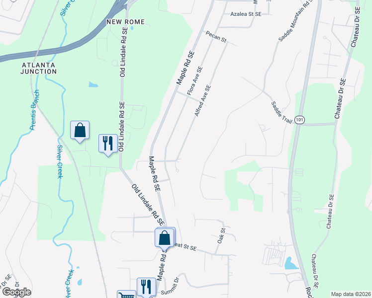 map of restaurants, bars, coffee shops, grocery stores, and more near 331 Alfred Avenue Southeast in Rome
