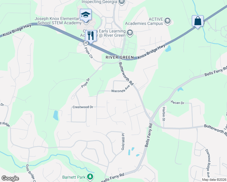 map of restaurants, bars, coffee shops, grocery stores, and more near 620 Providence Walk Place in Canton