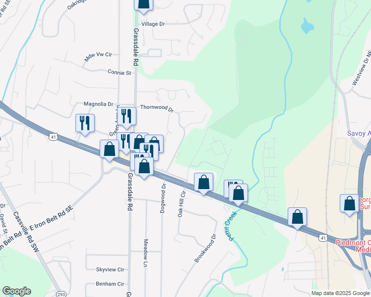 map of restaurants, bars, coffee shops, grocery stores, and more near 1230 Joe Frank Harris Parkway Southeast in Cartersville