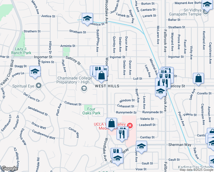 map of restaurants, bars, coffee shops, grocery stores, and more near 6667 Royer Avenue in Los Angeles