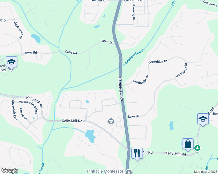 map of restaurants, bars, coffee shops, grocery stores, and more near 3915 Clifton Hill Court in Cumming