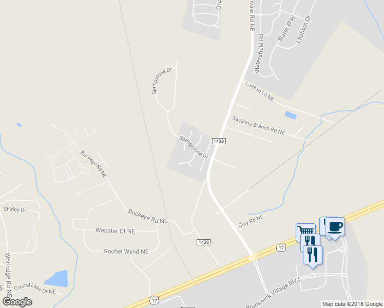 map of restaurants, bars, coffee shops, grocery stores, and more near 1312 Garden Springs Court in Leland