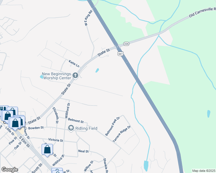 map of restaurants, bars, coffee shops, grocery stores, and more near 307 Baxter Road in Commerce