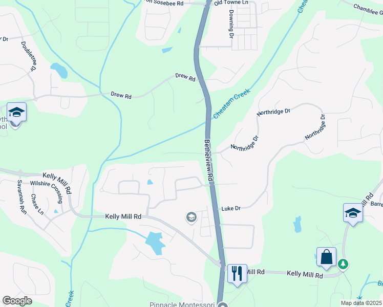 map of restaurants, bars, coffee shops, grocery stores, and more near 3920 Clifton Hill Court in Cumming