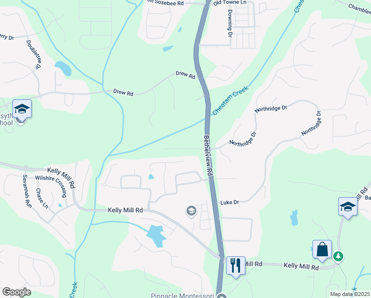 map of restaurants, bars, coffee shops, grocery stores, and more near 3915 Clifton Hill Court in Cumming