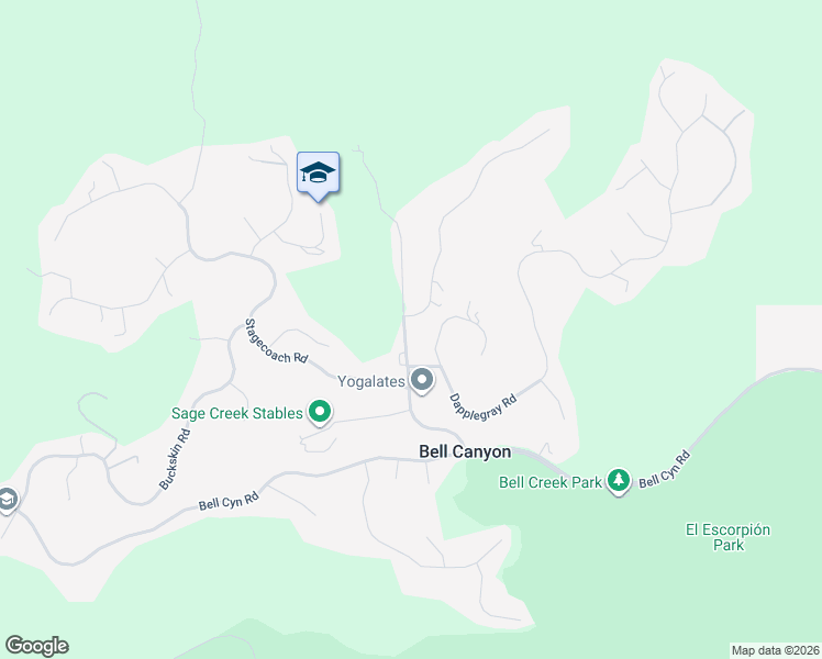 map of restaurants, bars, coffee shops, grocery stores, and more near 2 Bell Canyon Road in Los Angeles