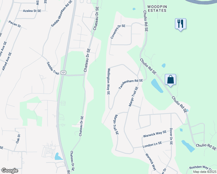 map of restaurants, bars, coffee shops, grocery stores, and more near Wellington Way Southeast in Rome