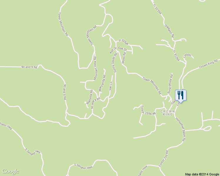 map of restaurants, bars, coffee shops, grocery stores, and more near Van Lane in Crown King