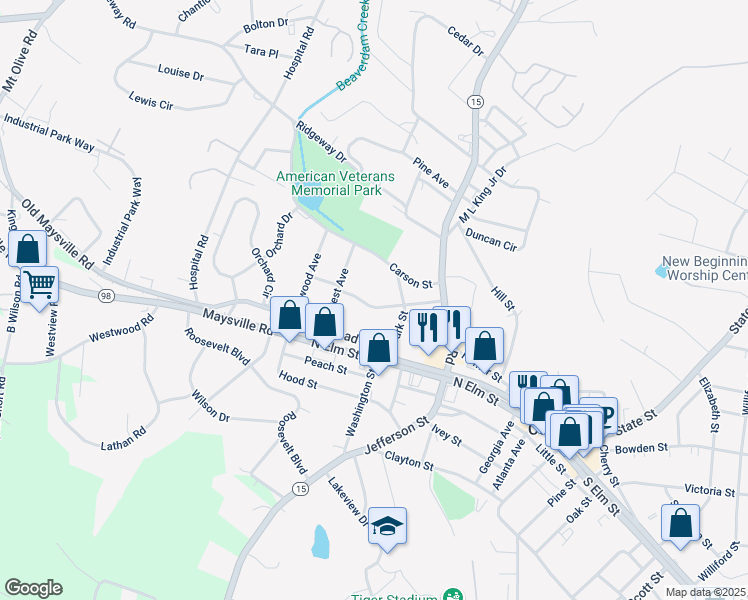 map of restaurants, bars, coffee shops, grocery stores, and more near 182 Troy Street in Commerce