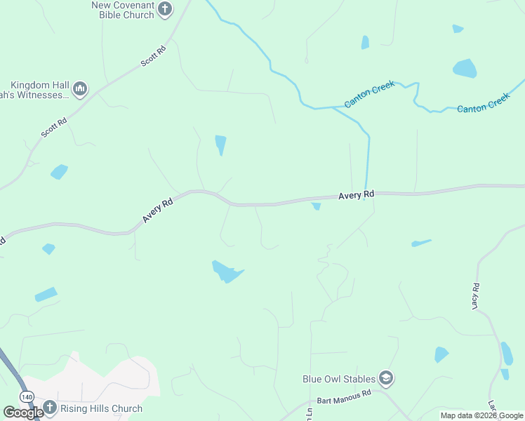 map of restaurants, bars, coffee shops, grocery stores, and more near 1181 Avery Road in Canton