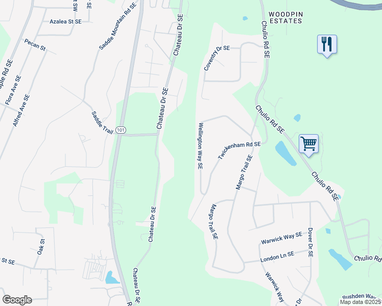 map of restaurants, bars, coffee shops, grocery stores, and more near 40 Wellington Way Southeast in Rome