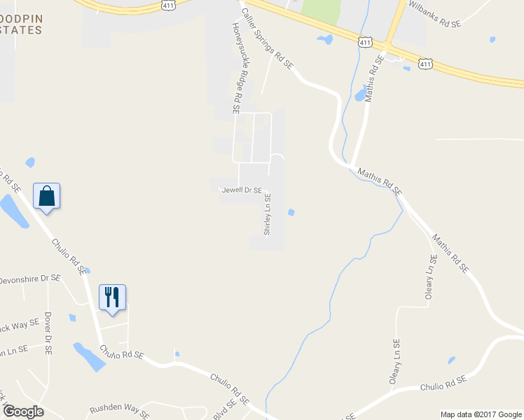 map of restaurants, bars, coffee shops, grocery stores, and more near 6 Shirley Lane Southeast in Rome