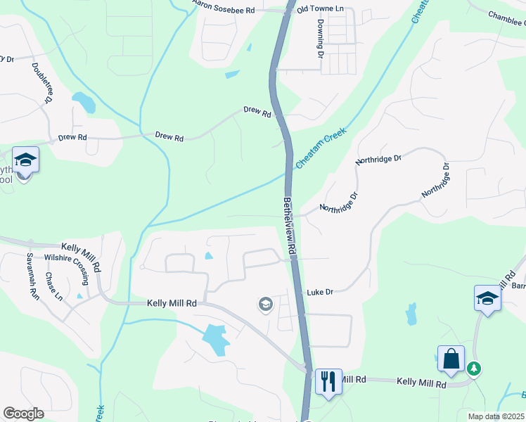 map of restaurants, bars, coffee shops, grocery stores, and more near 3920 Clifton Hill Court in Cumming