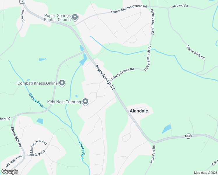 map of restaurants, bars, coffee shops, grocery stores, and more near 3882 Poplar Springs Road in Gainesville