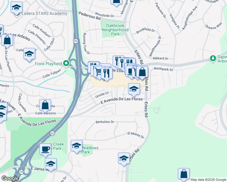 map of restaurants, bars, coffee shops, grocery stores, and more near 2192 Sonoma Court in Thousand Oaks