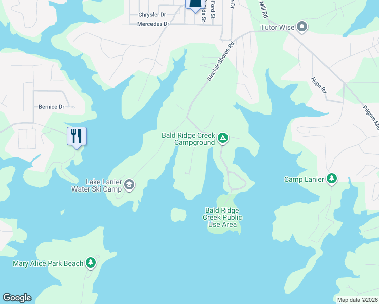 map of restaurants, bars, coffee shops, grocery stores, and more near 4090 Merritt Dr in Cumming