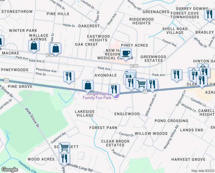 map of restaurants, bars, coffee shops, grocery stores, and more near 205 Avondale Avenue in Wilmington
