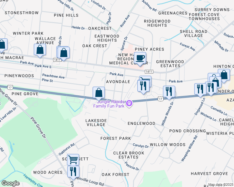 map of restaurants, bars, coffee shops, grocery stores, and more near 205 Avondale Avenue in Wilmington