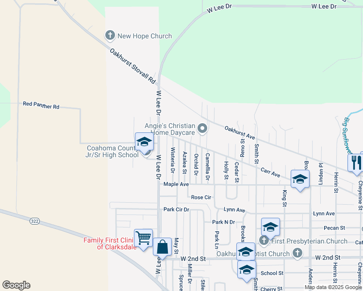 map of restaurants, bars, coffee shops, grocery stores, and more near 1577 Azalea Street in Clarksdale