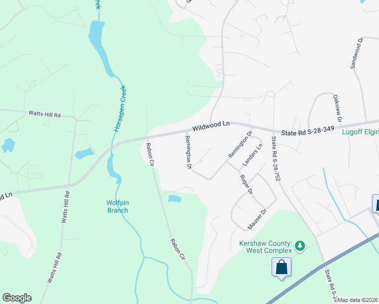 map of restaurants, bars, coffee shops, grocery stores, and more near 22 Remington Drive in Lugoff