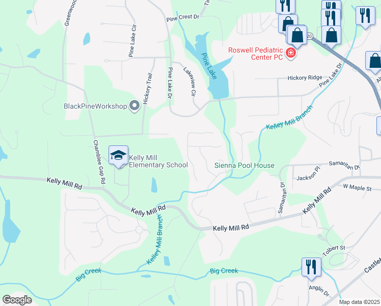 map of restaurants, bars, coffee shops, grocery stores, and more near 1135 Summerfield Drive in Cumming