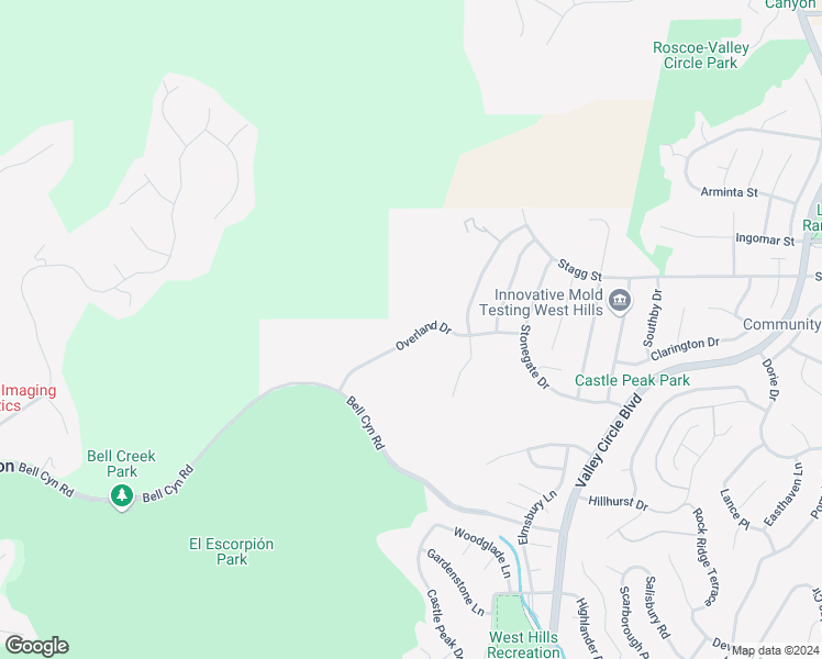 map of restaurants, bars, coffee shops, grocery stores, and more near 24665 Overland Drive in Los Angeles