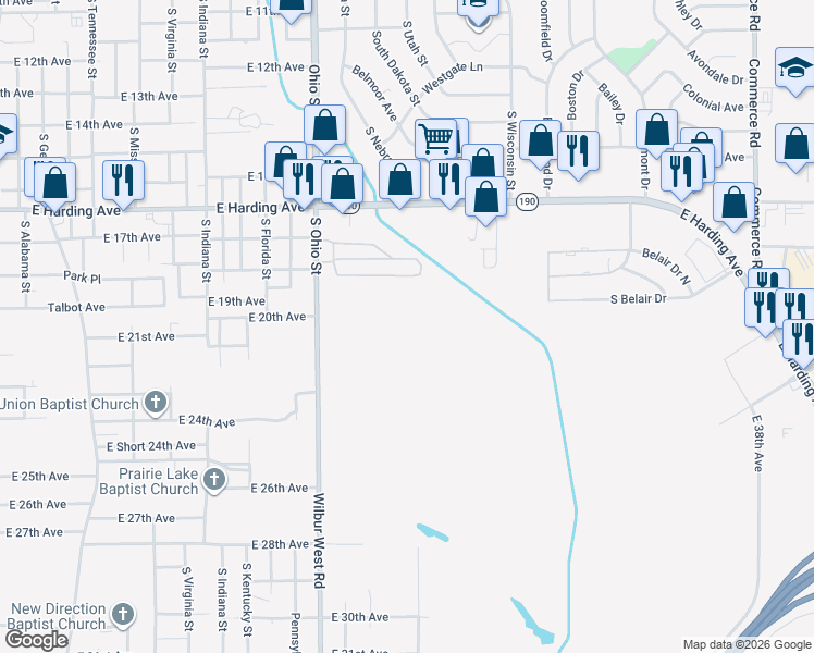 map of restaurants, bars, coffee shops, grocery stores, and more near 129 South Main Street in Pine Bluff