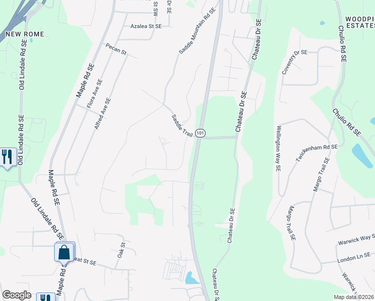 map of restaurants, bars, coffee shops, grocery stores, and more near 412 Pheasant Run in Rome