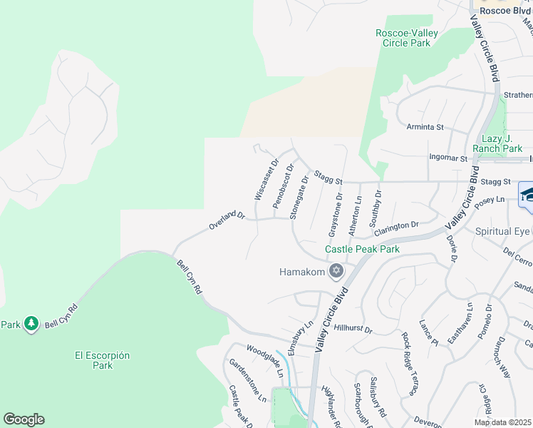 map of restaurants, bars, coffee shops, grocery stores, and more near 24589 Overland Drive in Los Angeles