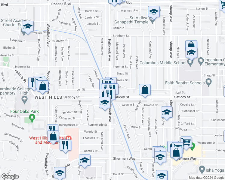 map of restaurants, bars, coffee shops, grocery stores, and more near 7625 Maynard Avenue in Los Angeles