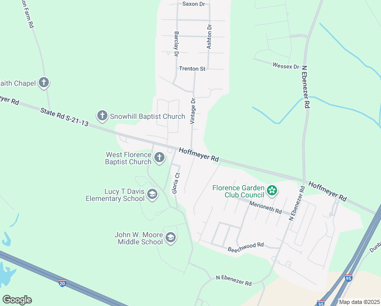 map of restaurants, bars, coffee shops, grocery stores, and more near 3300 State Road S-21-13 in Florence