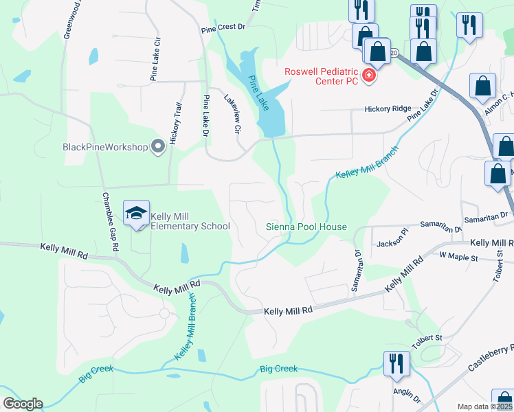 map of restaurants, bars, coffee shops, grocery stores, and more near 975 Garden Crossing Lane in Cumming