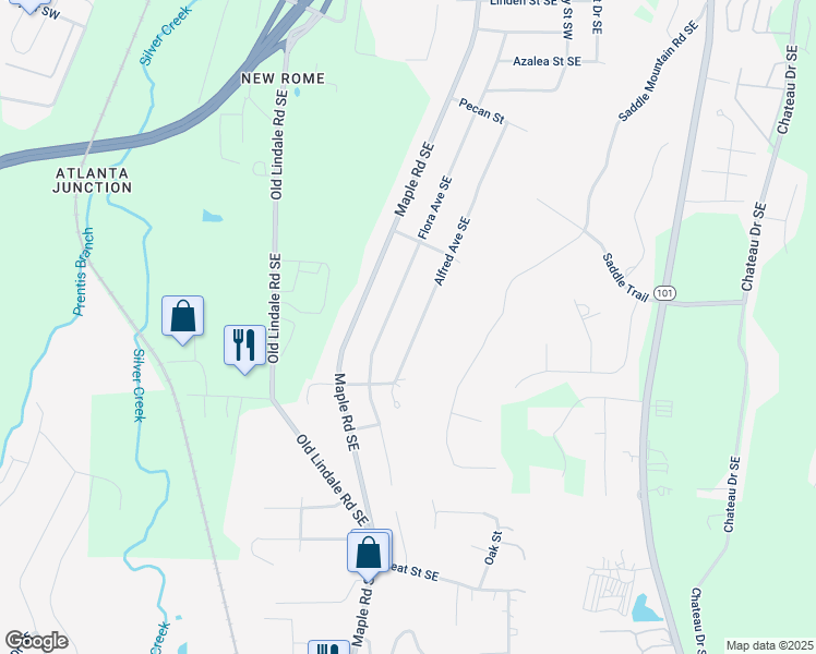 map of restaurants, bars, coffee shops, grocery stores, and more near 320 Alfred Avenue Southeast in Rome